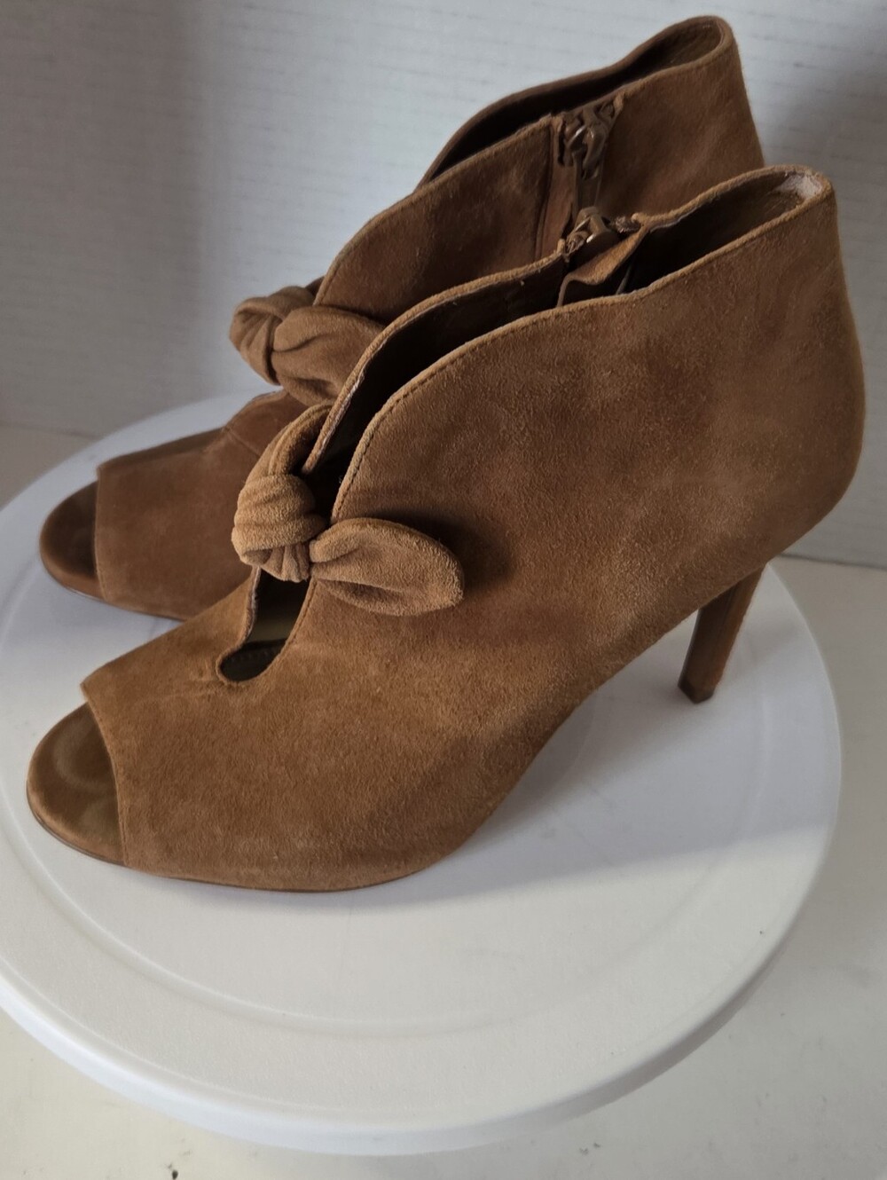 Michael Michael Kors Pippa Women's Tan Suede Heeled Peep Toes Booties Size 6.5